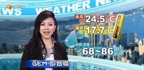 圖6 2012鄧紫棋客串播報亞視《天氣預報》