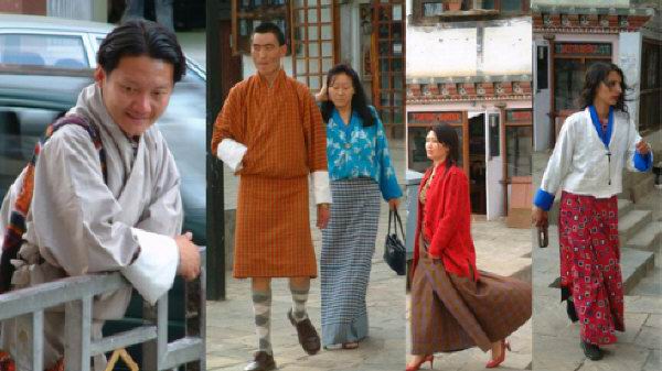 身著不丹傳統服飾的當地居民