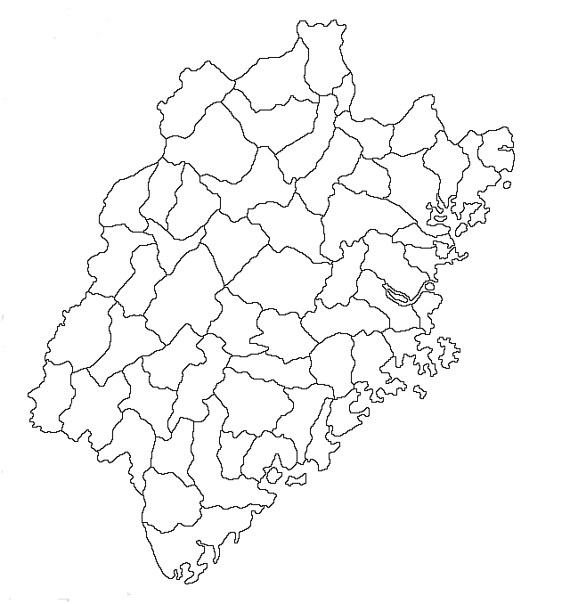 清代中期位於福建本土的57個縣級行政區